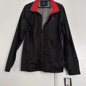 NWT US Polo Assn Men black Windbreaker Rain Jacket Size M USA